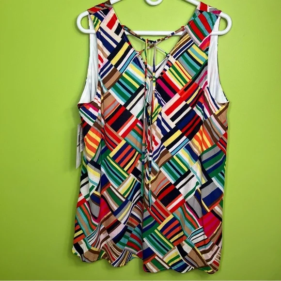 Nina Leonard Sleeveless Float Top multicolored size 1X NWT - Picture 4 of 6